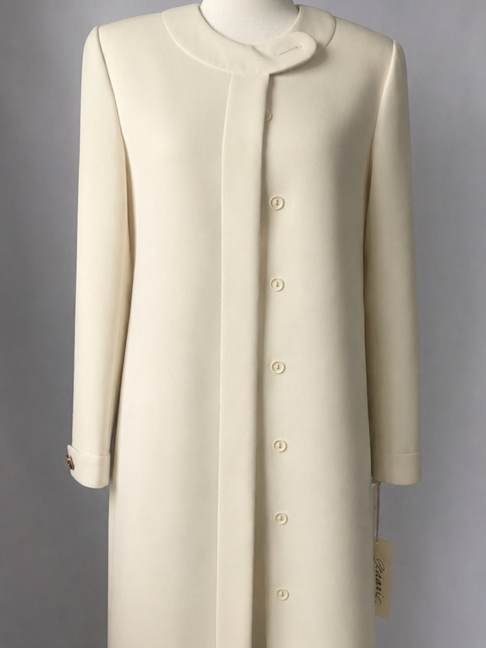 VTG Scaasi Dress Ivory Cream Coat Dress NWT Size 4 Gold Buttons Old Money 90s